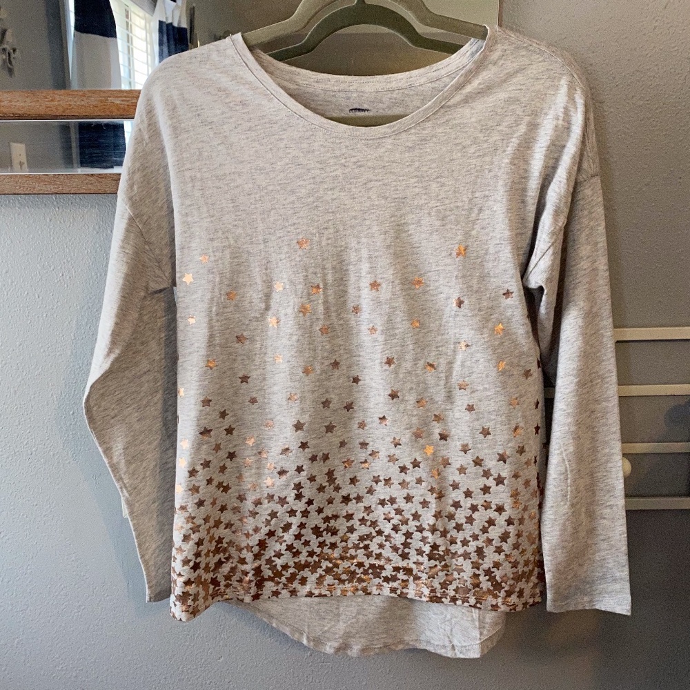 Old Navy Rose Gold Foil Star Metallic Crew